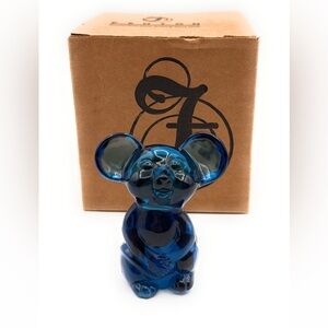 Fenton Cobalt Blue Glass NFGS 2007 Mouse  figurine with Original Box